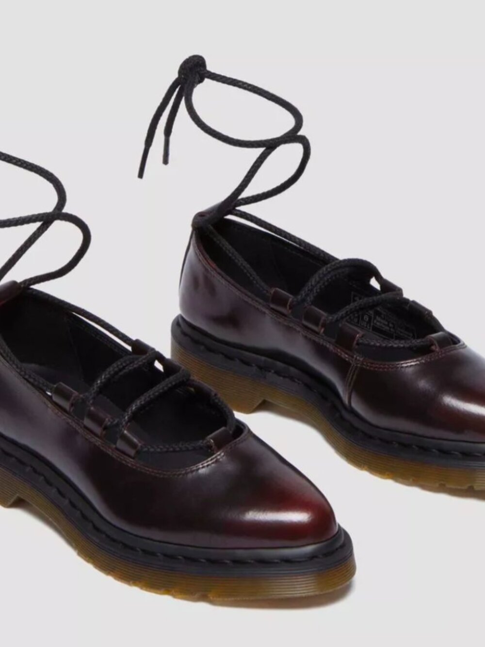 Dr. Martens Elphie II Cherry Red Arcadia Leather Ballet Inspired Womens NEW